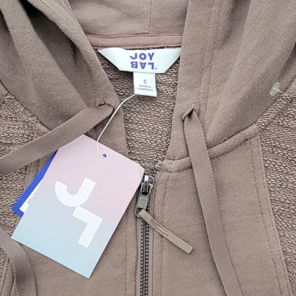 JoyLab Taupe Neutral Longline Zip Up Hooded Jacket Oversized Relaxed Fit NEW - Picture 3 of 15